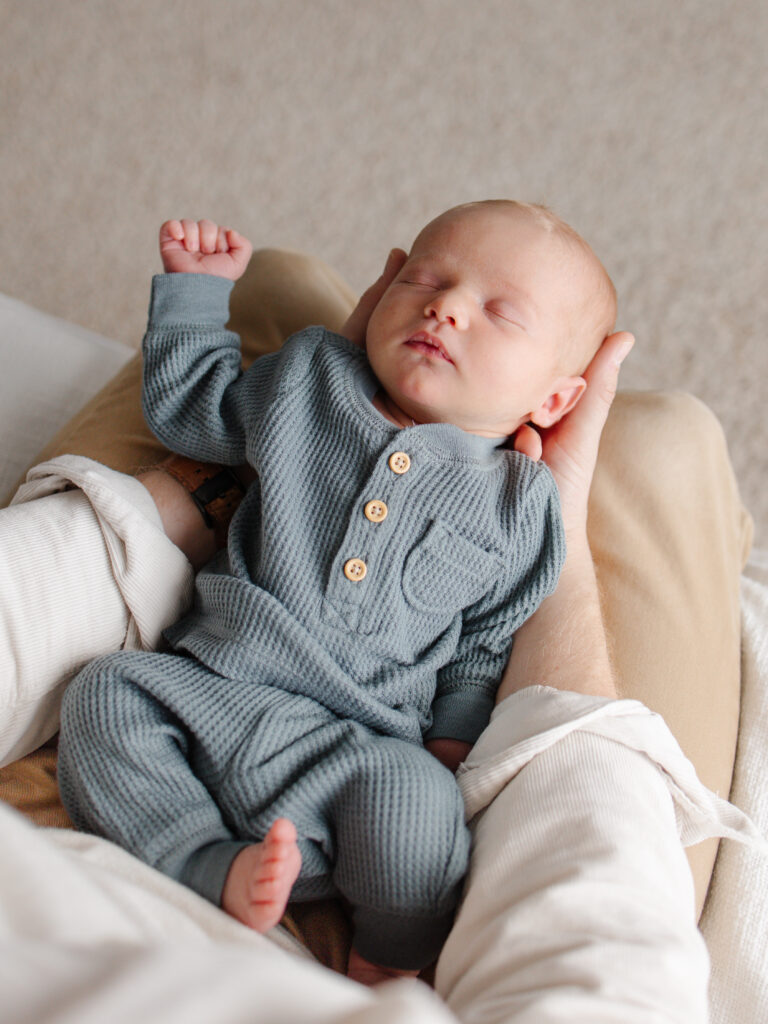 College Station Newborn Photographer baby in a lifestyle newborn session.